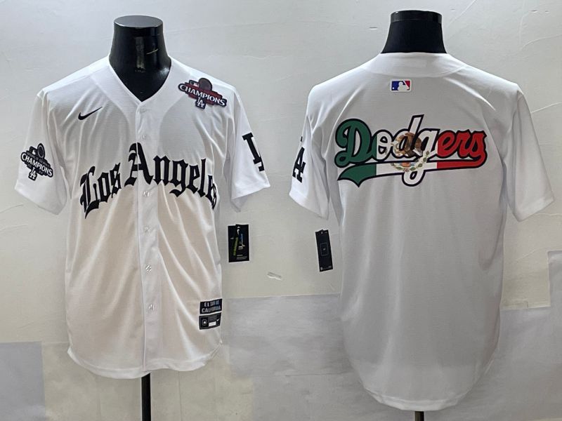 Men Los Angeles Dodgers Blank White Five generations Joint Name 2025 Nike MLB Jersey style 45